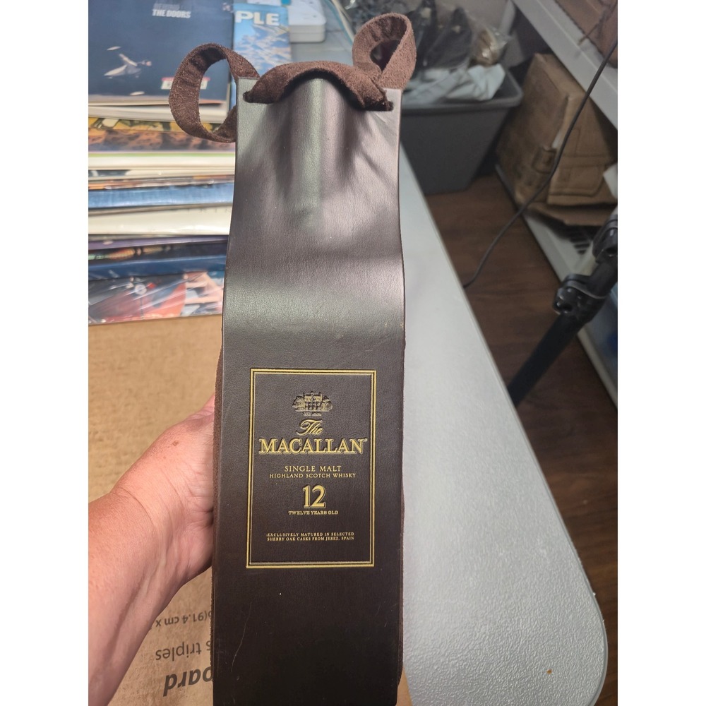 The Macallan 12 Year Single Malt Scotch Whisky Leather Suede Bottle Gift Bag